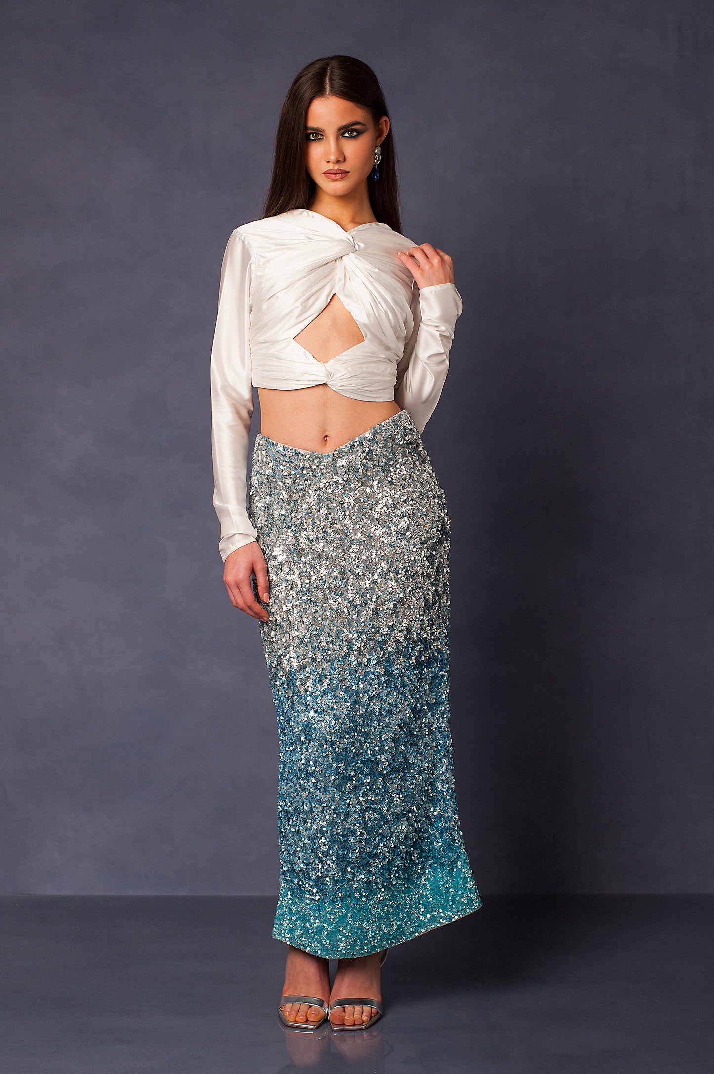 ARGENTIA EMBROIDERED LONG SKIRT