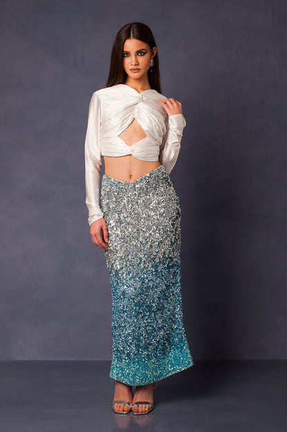 ARGENTIA EMBROIDERED LONG SKIRT